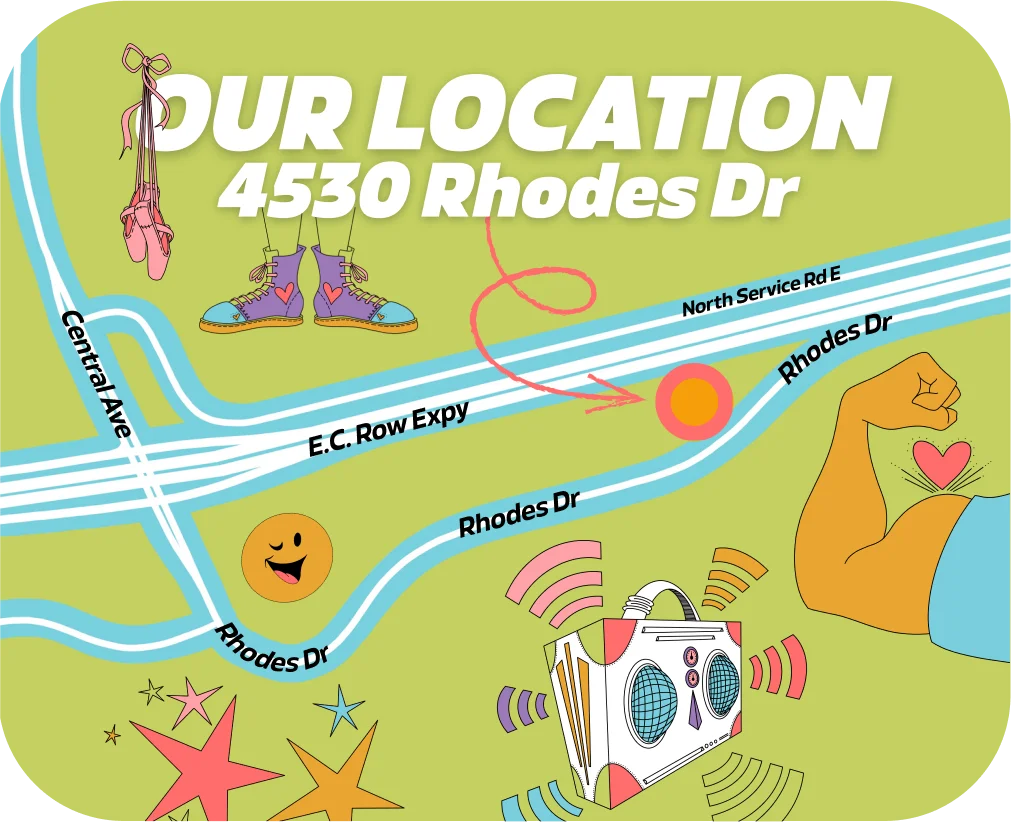 Nolan's illustrated map of our studio location context in Windsor